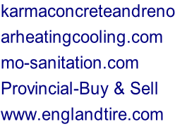 karmaconcreteandreno arheatingcooling.com mo-sanitation.com Provincial-Buy & Sell www.englandtire.com